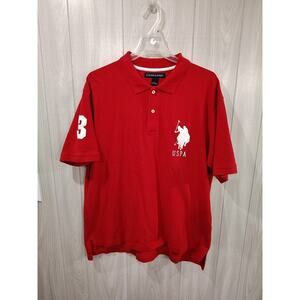 US Polo Assn Big Pony Logo Polo Shirt Size Size L Red Preppy Equestrian Casual
